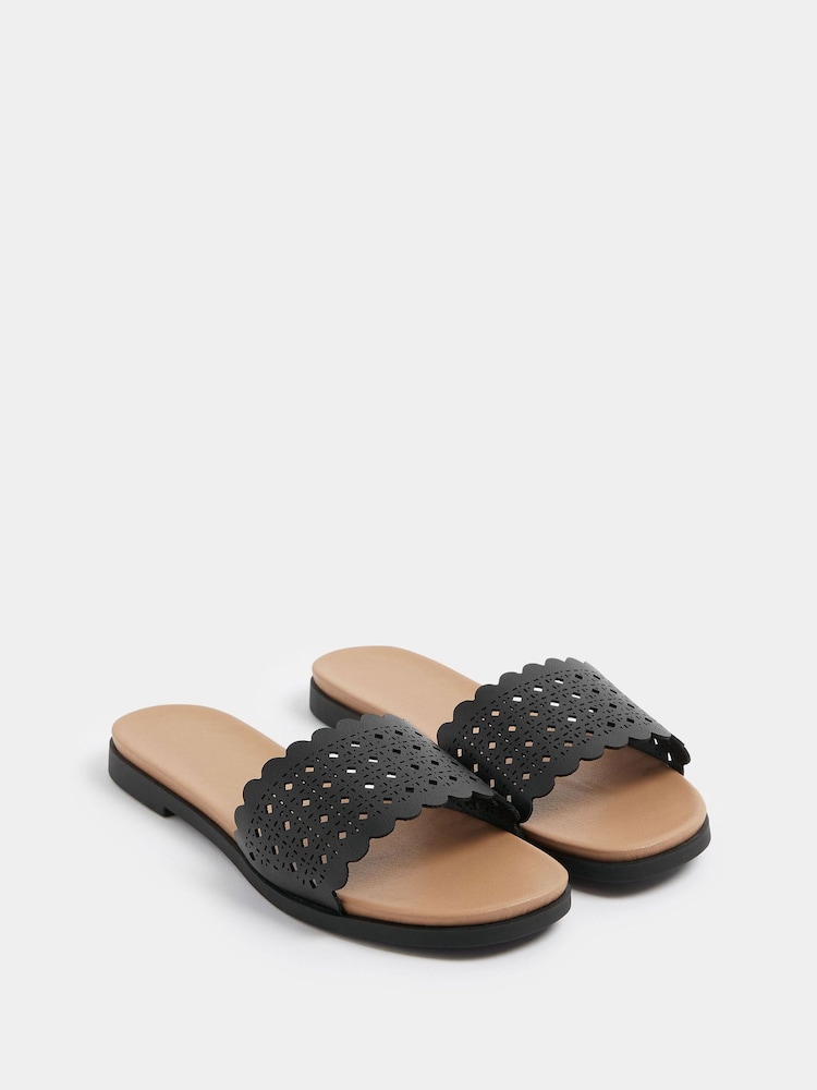Yours Curve Black Extra Wide Fit EEE Sandals - Image 2 of 5 Yours Curve Black Extra Wide Fit EEE Sandals - Image 2 of 5
