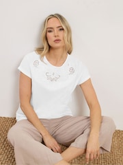 Long Tall Sally White Front Embroidered T-Shirt - Image 1 of 6
