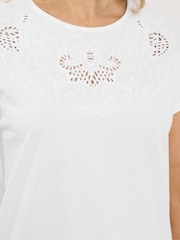 Long Tall Sally White Front Embroidered T-Shirt - Image 5 of 6