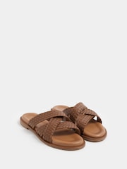 Yours Curve Brown Extra Wide Fit Cross Strap Footbed Sandals - Image 5 of 7