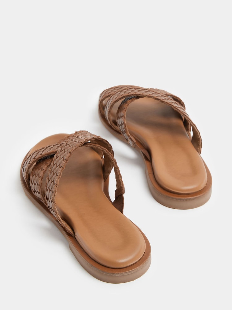 Yours Curve Brown Extra Wide Fit Cross Strap Footbed Sandals - Image 7 of 7