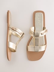 Gold Standard/Wide Fit Buckle Trim Sandals - Image 1 of 5