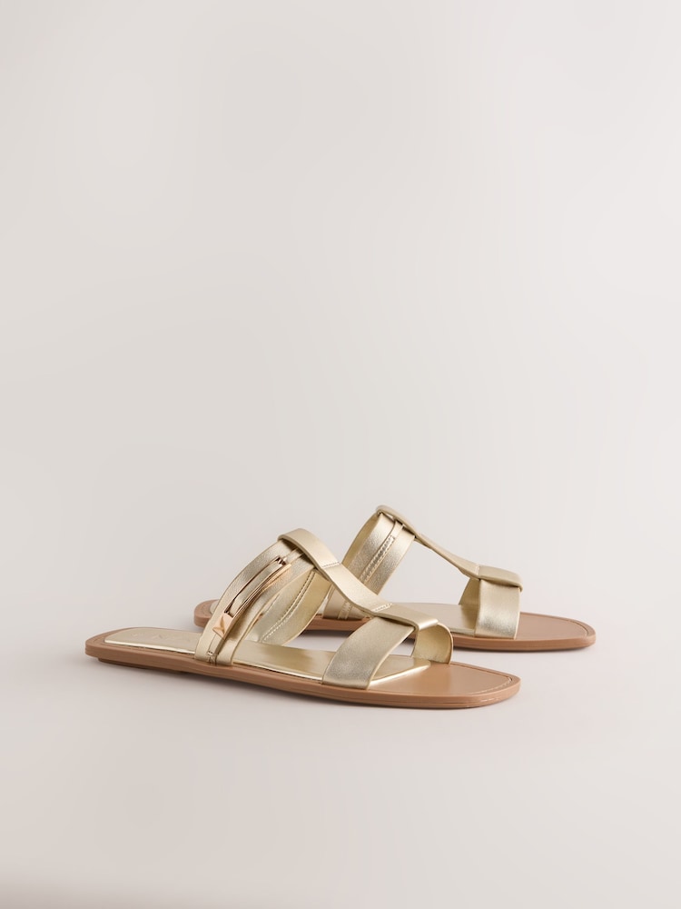 Gold Standard/Wide Fit Buckle Trim Sandals - Image 2 of 5 Gold Standard/Wide Fit Buckle Trim Sandals - Image 2 of 5