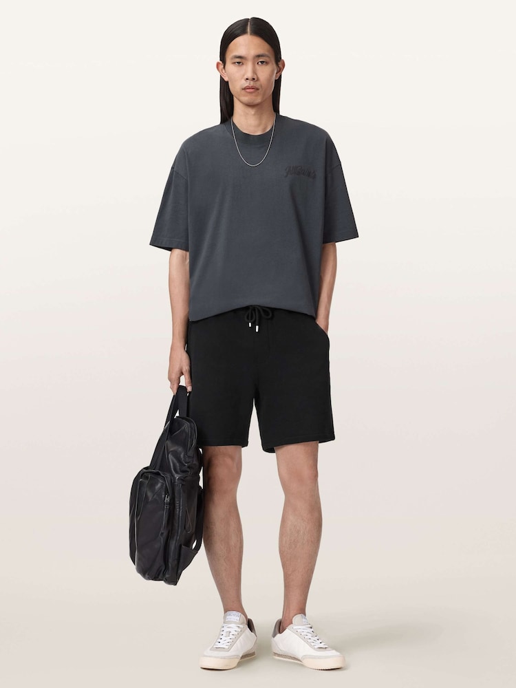 AllSaints Black Asher Sweat Shirt Shorts - Image 2 of 7