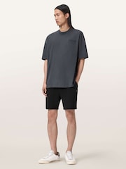 AllSaints Black Asher Sweat Shirt Shorts - Image 3 of 7