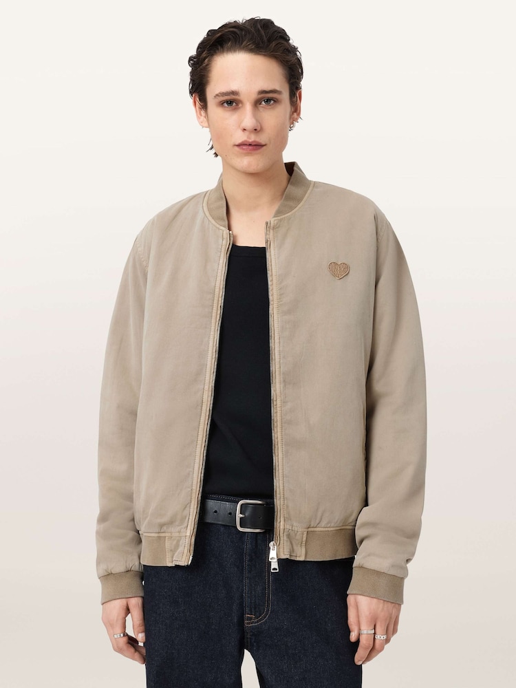 AllSaints Brown Forres Bomber Jacket - Image 1 of 6