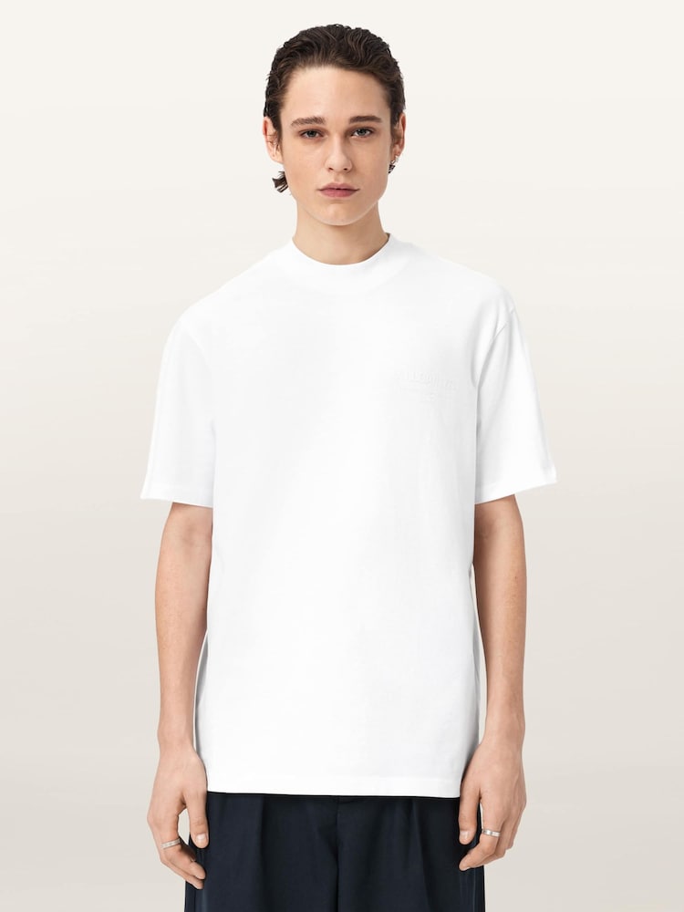 AllSaints White Xavier Short Sleeve Crew Neck T-Shirt - Image 1 of 7 AllSaints White Xavier Short Sleeve Crew Neck T-Shirt - Image 1 of 7