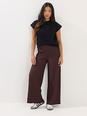 PixieGirl Brown Textured Wide Leg Trousers - Image 1 of 5