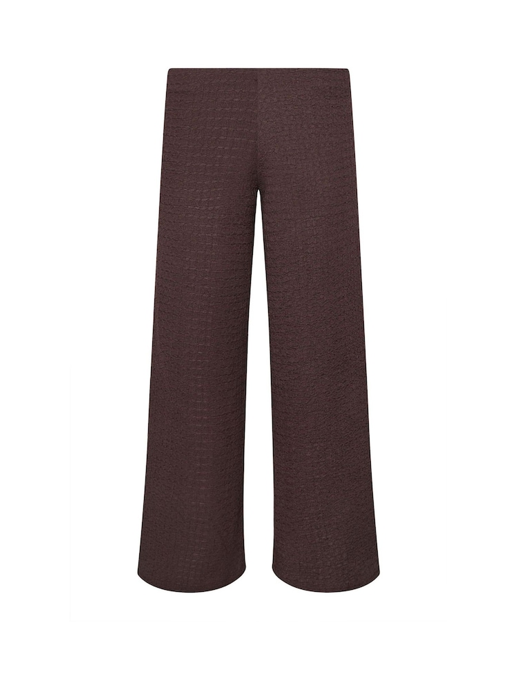 PixieGirl Brown Textured Wide Leg Trousers - Image 5 of 5 PixieGirl Brown Textured Wide Leg Trousers - Image 5 of 5