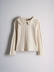 The Set 4 Pack Long Sleeve Collared Pointelle Tops Cream/Purple/Red - Image 4 of 7