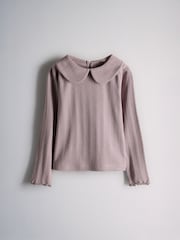 The Set 4 Pack Long Sleeve Collared Pointelle Tops Cream/Purple/Red - Image 5 of 7
