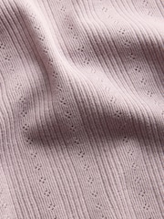 The Set 4 Pack Long Sleeve Collared Pointelle Tops Cream/Purple/Red - Image 7 of 7