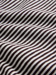Burgundy Red/Cream/Chocolate Brown Stripe - The Set na Long Sleeve Lace Trim Rib Jersey Henley T-Shirt - Larawan 5 ng 6