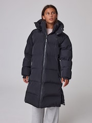 smALLSAINTS Black Longline Underground Logo Padded Coat - Image 1 of 7