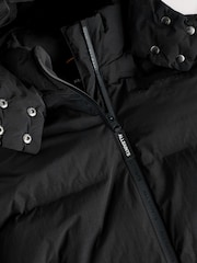 smALLSAINTS Black Longline Underground Logo Padded Coat - Image 10 of 14