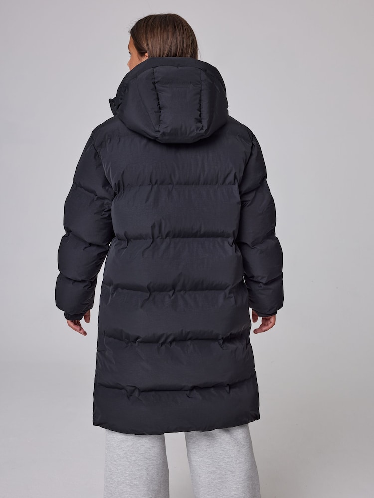 smALLSAINTS Black Longline Underground Logo Padded Coat - Image 2 of 7 smALLSAINTS Black Longline Underground Logo Padded Coat - Image 2 of 7