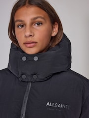 smALLSAINTS Black Longline Underground Logo Padded Coat - Image 3 of 7