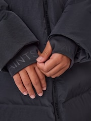 smALLSAINTS Black Longline Underground Logo Padded Coat - Image 5 of 7