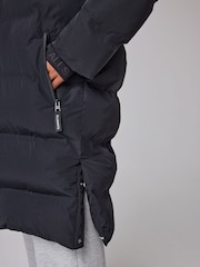 smALLSAINTS Black Longline Underground Logo Padded Coat - Image 6 of 7