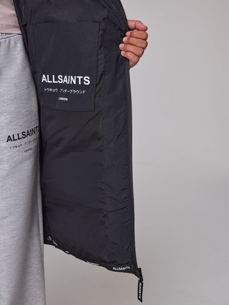 smALLSAINTS Black Longline Underground Logo Padded Coat - Image 7 of 7 smALLSAINTS Black Longline Underground Logo Padded Coat - Image 7 of 7