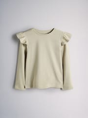 Chocolate Brown/Spot/Purple/Green - The Set 4 Pack Long Sleeve Frill Shoulder Jersey T-Shirts - תמונה 2 מתוך 7