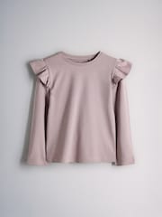 Chocolate Brown/Spot/Purple/Green - The Set 4 Pack Long Sleeve Frill Shoulder Jersey T-Shirts - תמונה 4 מתוך 7