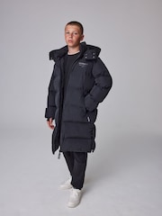 smALLSAINTS Black Longline Underground Logo Padded Coat - Image 3 of 7