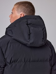 smALLSAINTS Black Longline Underground Logo Padded Coat - Image 5 of 7