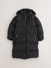 smALLSAINTS Black Longline Underground Logo Padded Coat - Image 8 of 11