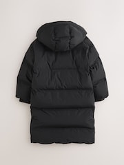 smALLSAINTS Black Longline Underground Logo Padded Coat - Image 9 of 11