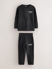 smALLSAINTS Black Underground Oversized Textured Panel Sweatshirt and Joggers Set - Image 10 of 12