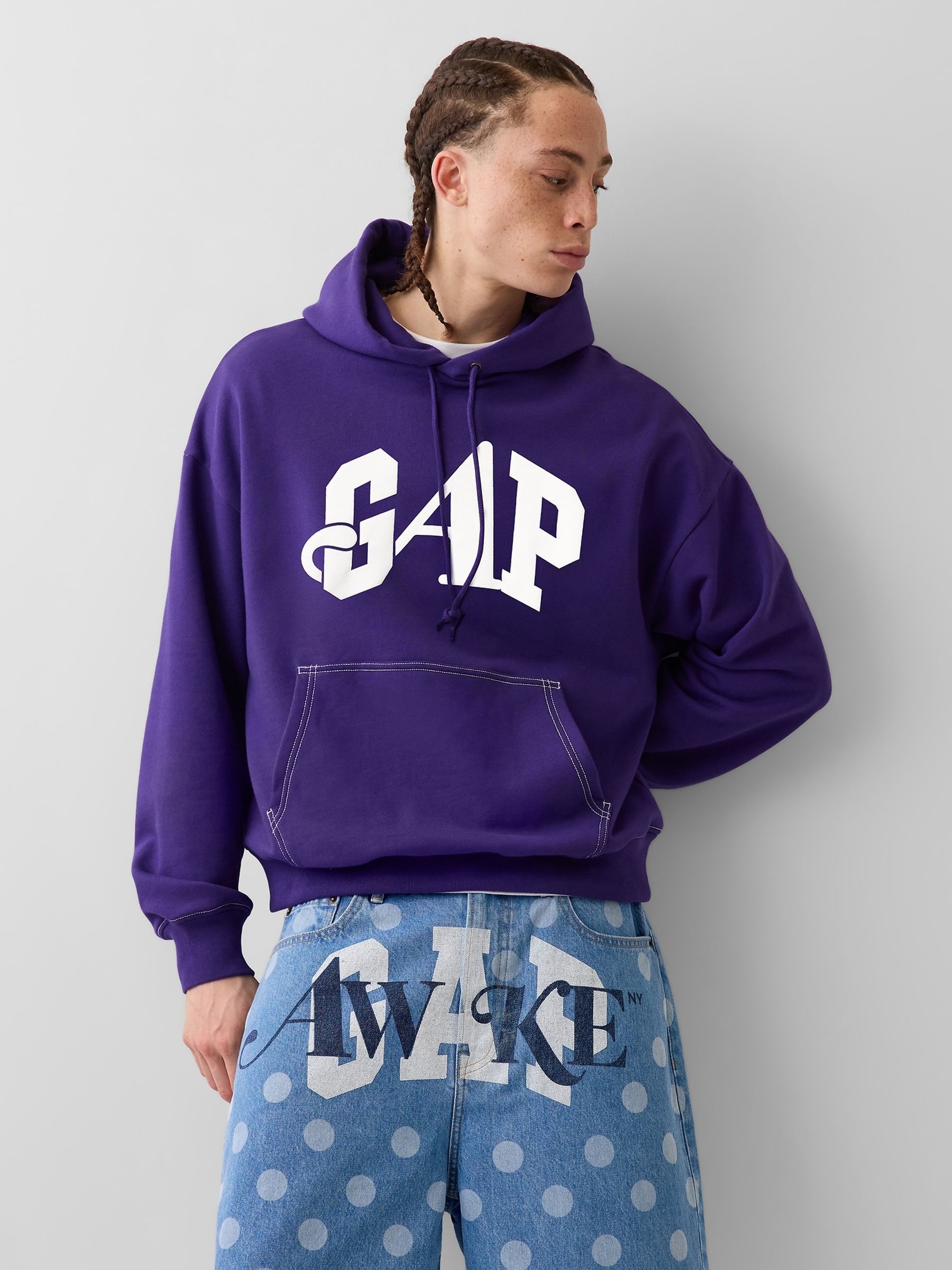 Buy Gap x Awake NY Purple Heavyweight Oversized Logo Hoodie from