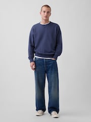 Bleu - Gap Heavyweight French Terry Oversized Sweatshirt - Image 3 de 4