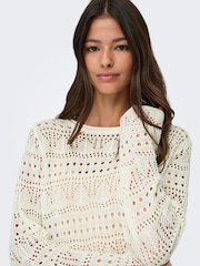 JDY White Long Sleeve Crochet Jumper - Image 4 of 5
