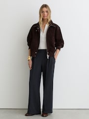 Reiss Remi Pinstripe Wide-Leg Joggers - Image 1 of 7