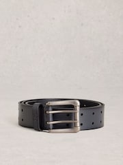 White Stuff Blue Double Prong Leather Belt - Image 2 of 3