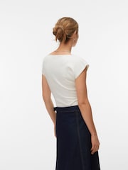 VERO MODA White Short Sleeve Asymmetrical Top - Image 4 of 5