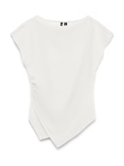 VERO MODA White Short Sleeve Asymmetrical Top - Image 5 of 5