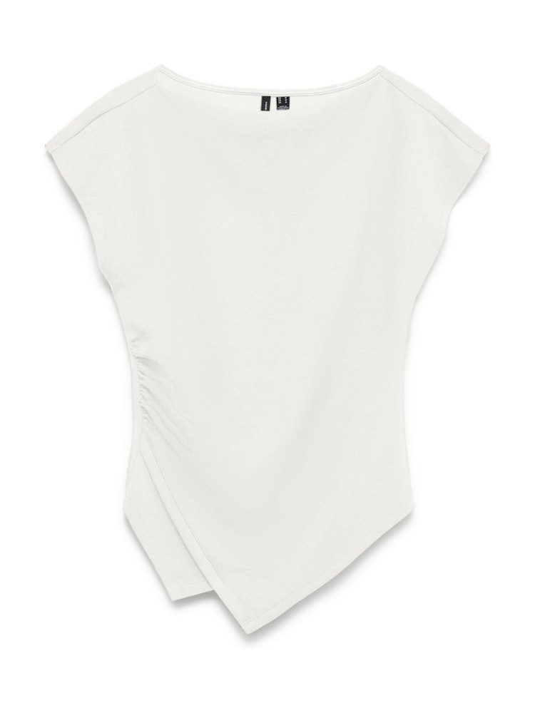 VERO MODA White Short Sleeve Asymmetrical Top - Image 5 of 5