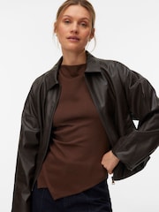 VERO MODA Coated Faux Leather Bomber Jacket - Imaginea 1 din 5