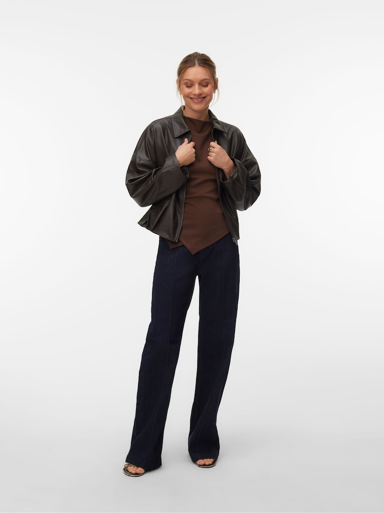 VERO MODA Coated Faux Leather Bomber Jacket - Imaginea 2 din 5