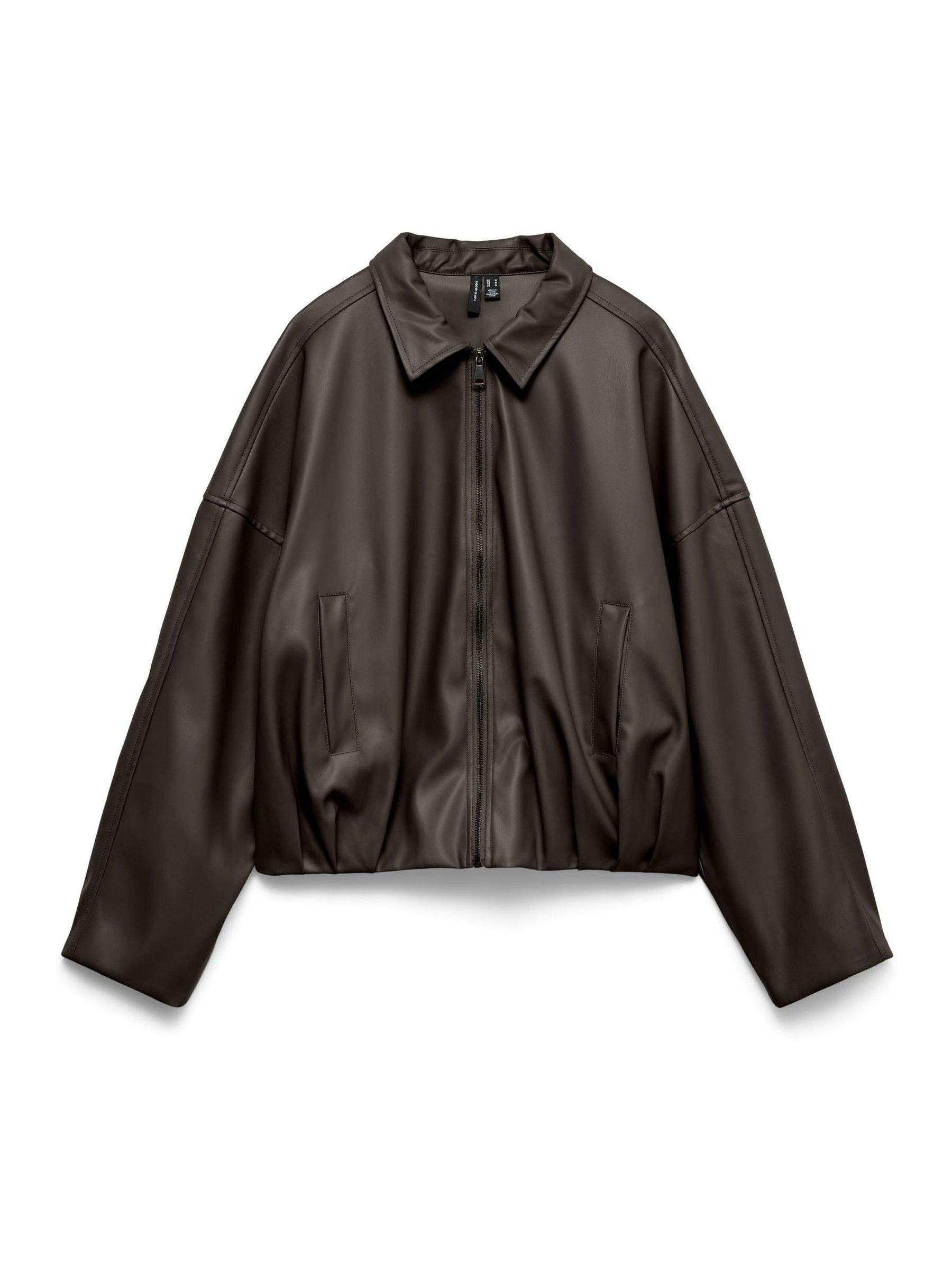 Buy VERO MODA Brown Coated Faux Leather Bomber Jacket from the