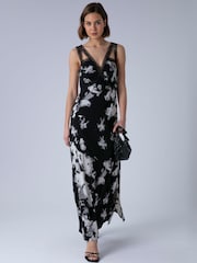 Religion Zia マキシ オケージョンドレス モノクロ花柄 レーストリム - 画像 4 / 8