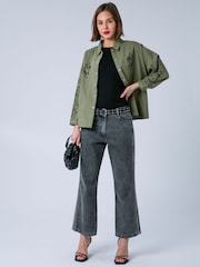 Religion Green Alice Work Wear Casual Shirt Jacket With Embroidery Artwork - Image 2 of 8