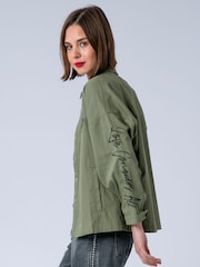 Religion Green Alice Work Wear Casual Shirt Jacket With Embroidery Artwork - Image 3 of 8