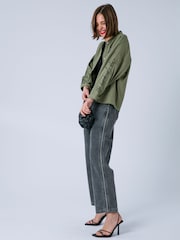 Religion Green Alice Work Wear Casual Shirt Jacket With Embroidery Artwork - Image 4 of 8