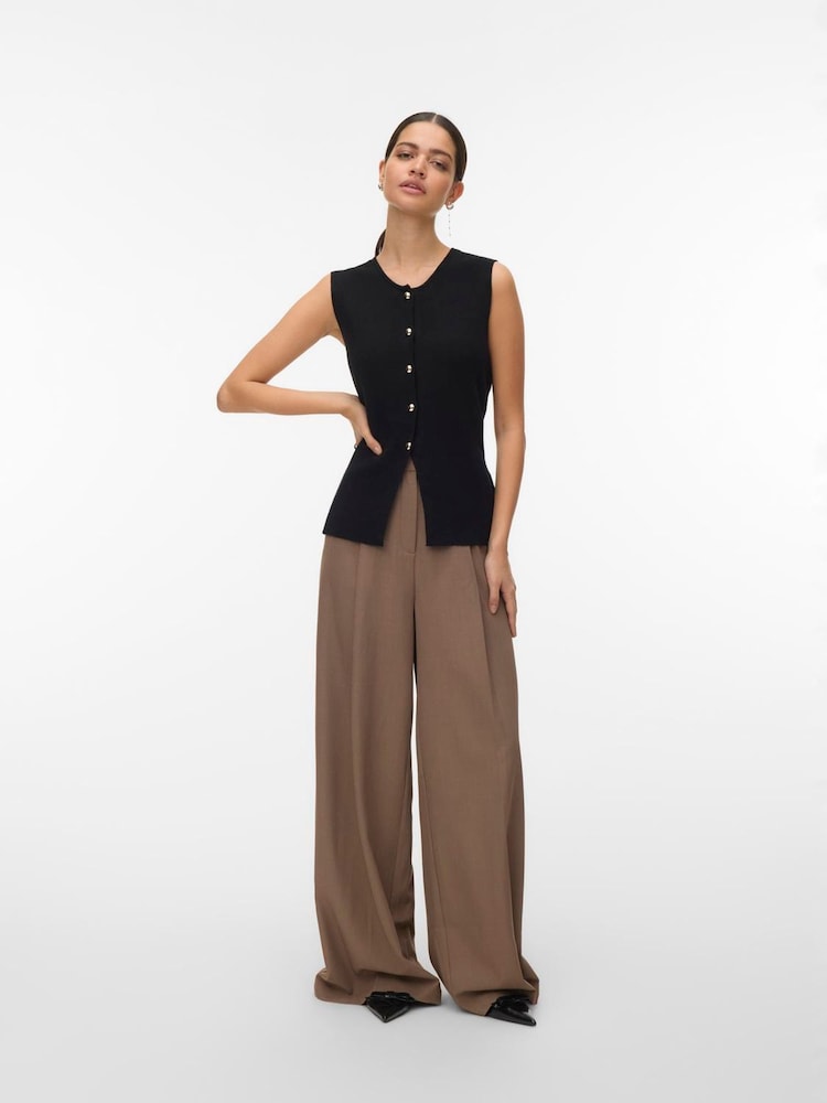 VERO MODA Black Knitted Sleeveless Button Through Vest - Image 2 of 5