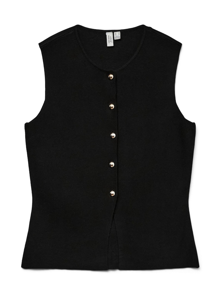 VERO MODA Black Knitted Sleeveless Button Through Vest - Image 5 of 5