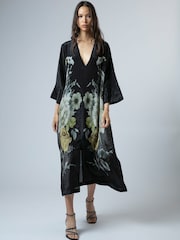 Religion Black Fioana Kaftan Midi Maxi Tunic Occasion Dress With All Over Floral Print - Image 1 of 8