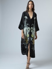 Religion Black Fioana Kaftan Midi Maxi Tunic Occasion Dress With All Over Floral Print - Image 5 of 8